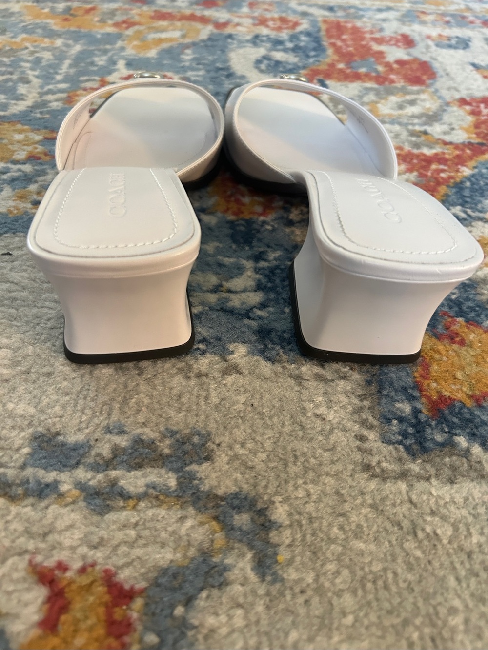 NWOT Coach Women's Sculpted C Block Heel Sandal Heeled, Optic White - Picture 10 of 14